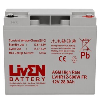 Bater�a 12 Voltios 28 Amperios LVHR12-600W | Liven Battery